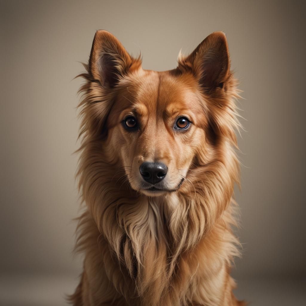 Hyper-Realistic Caramel Dog Portrait in Wildlife Style