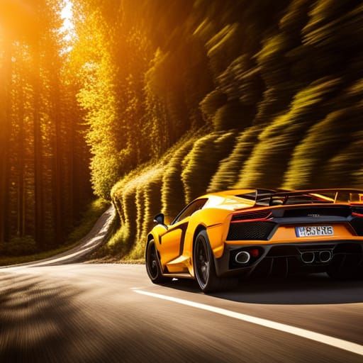 Lamborghini Aventador on Autumn Road, 8K