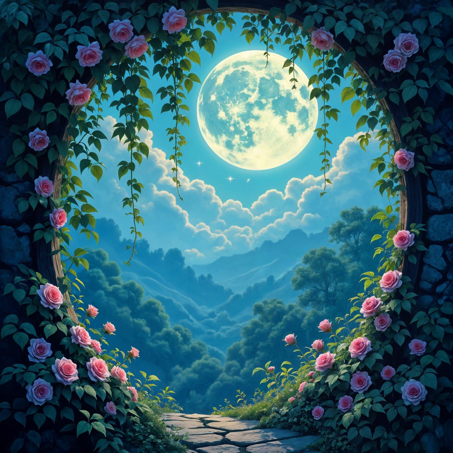 Magical Fairy Wonderland Under Moonlight