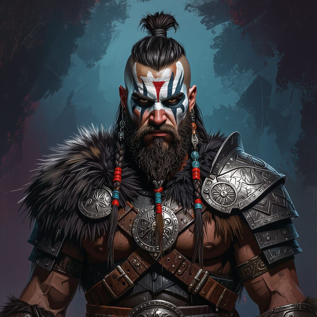 Barbarian Warrior Airbrush Painting with Tribal Face Paint