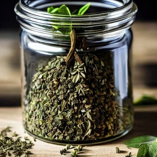 Vanilla and Sandalwood Herbs in Glass Jar