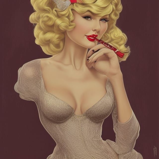 Pin-Up Art Portrait of a Voluptuous Blonde
