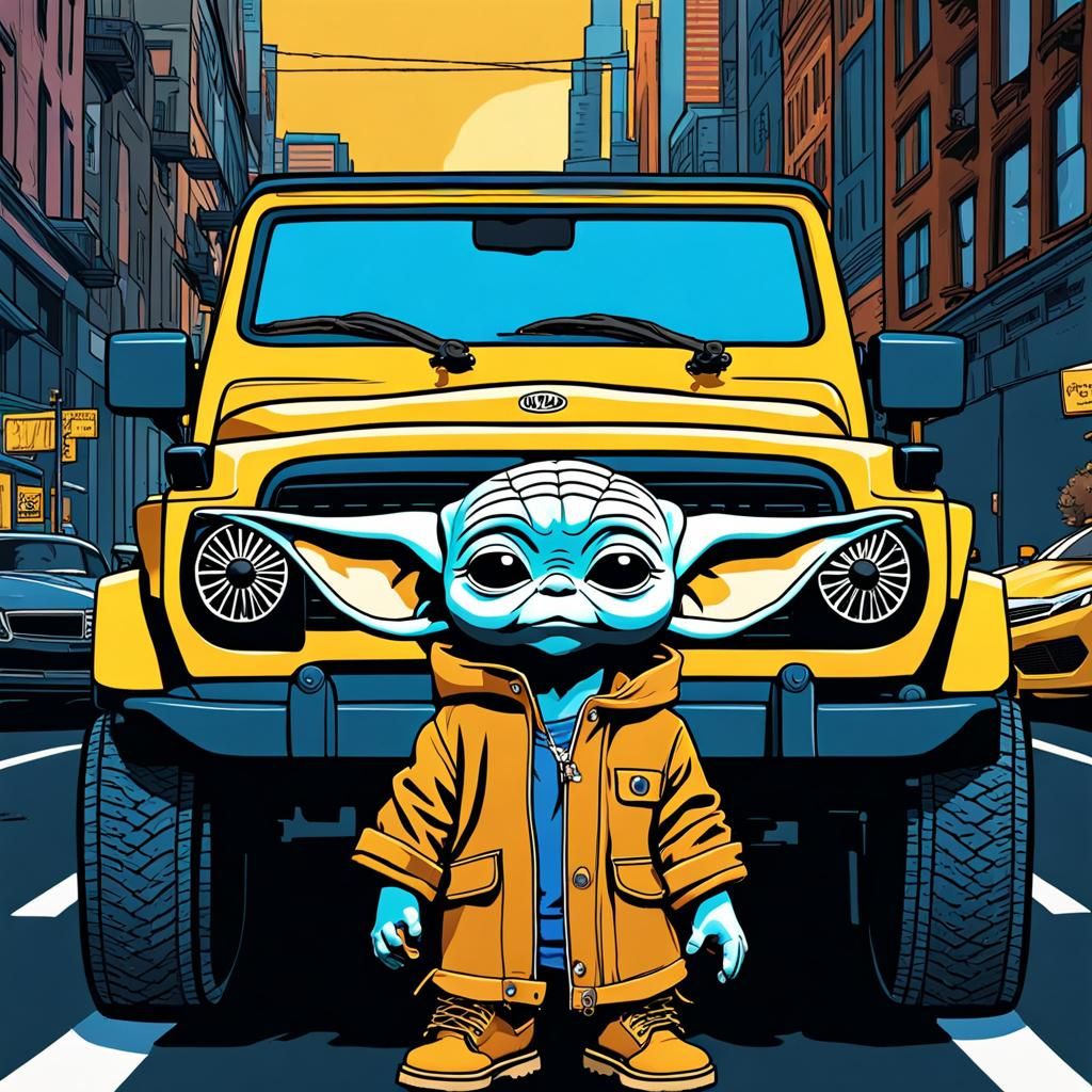 Afrocentric Baby Yoda Pop Art in Manhattan