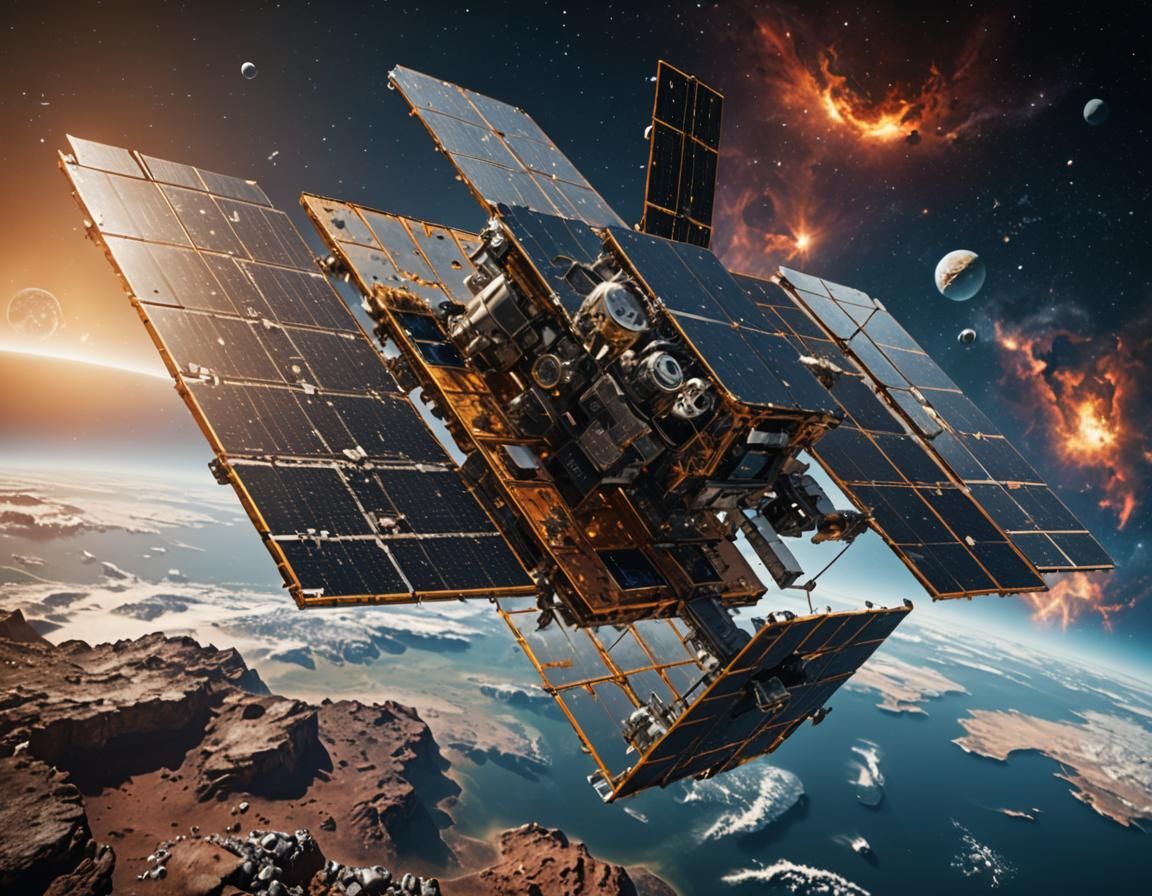 Tenager 1 Satellite Orbiting Earth: Digital Matte Painting