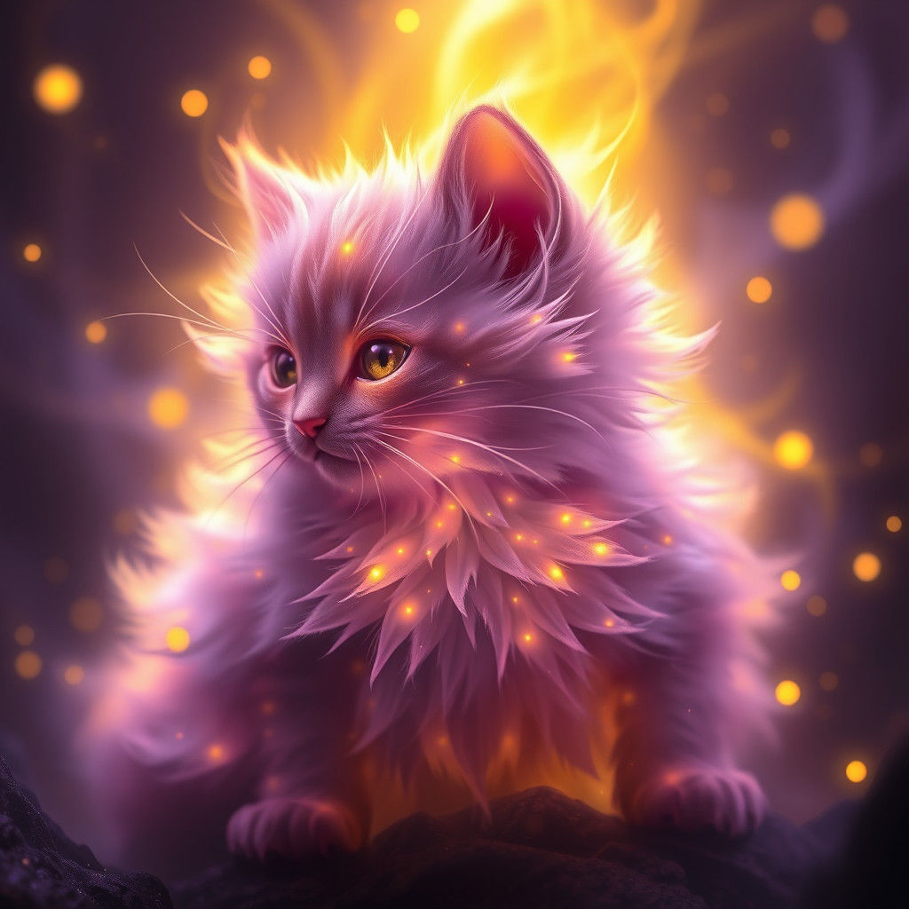Ethereal Kitten in Dark Fantasy Realm