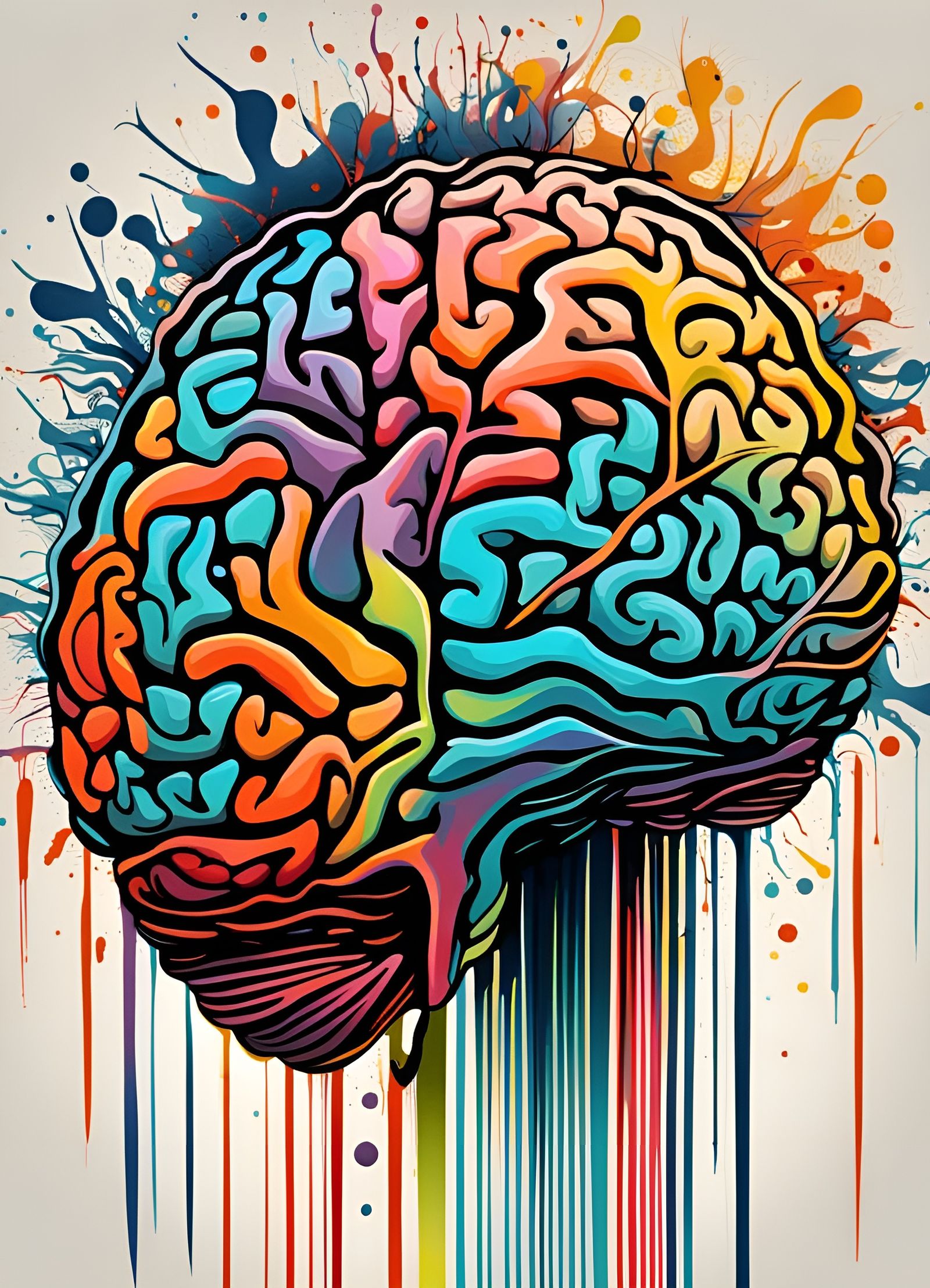 Abstract Brain Art in Complementary Colors