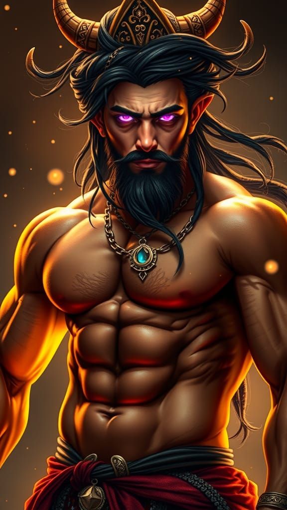Handsome Persian Djinn with Magical Sparks, Fantasy Art