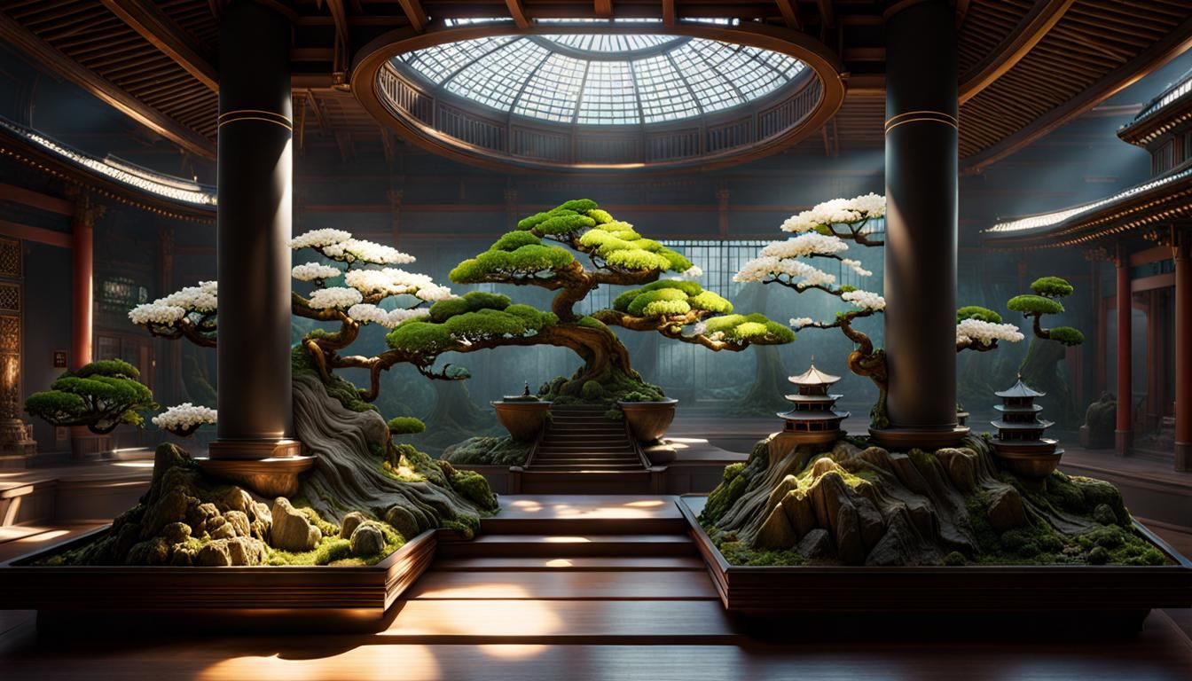 Cosmic Bonsai Tree in Japanese Temple Terrarium