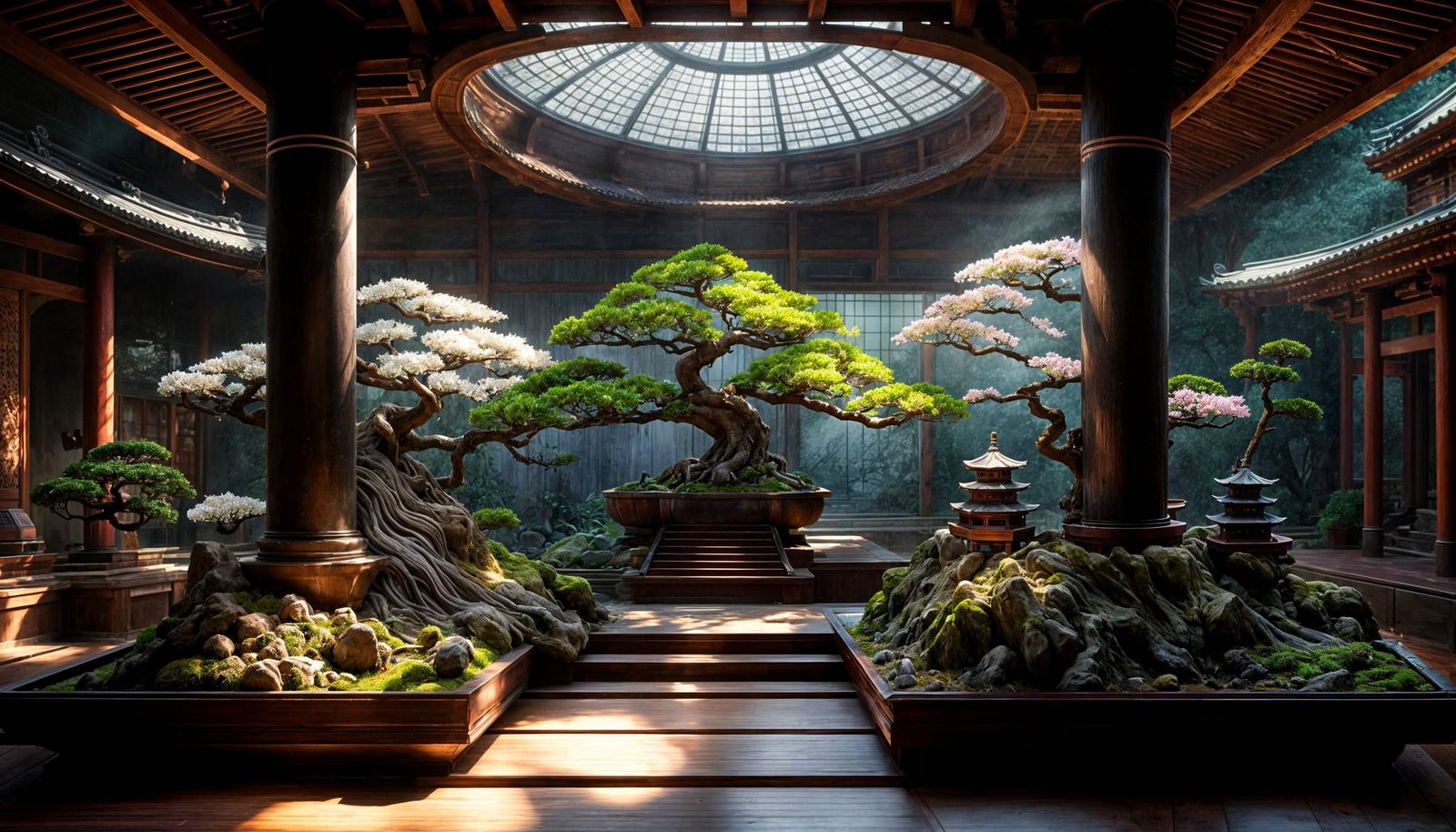 Cosmic Bonsai Tree in Japanese Temple Terrarium