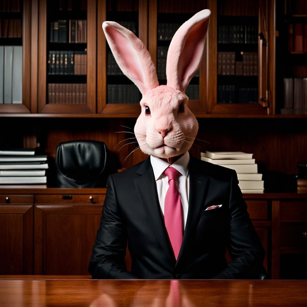 Humanoid Pink Rabbit Professional Portrait