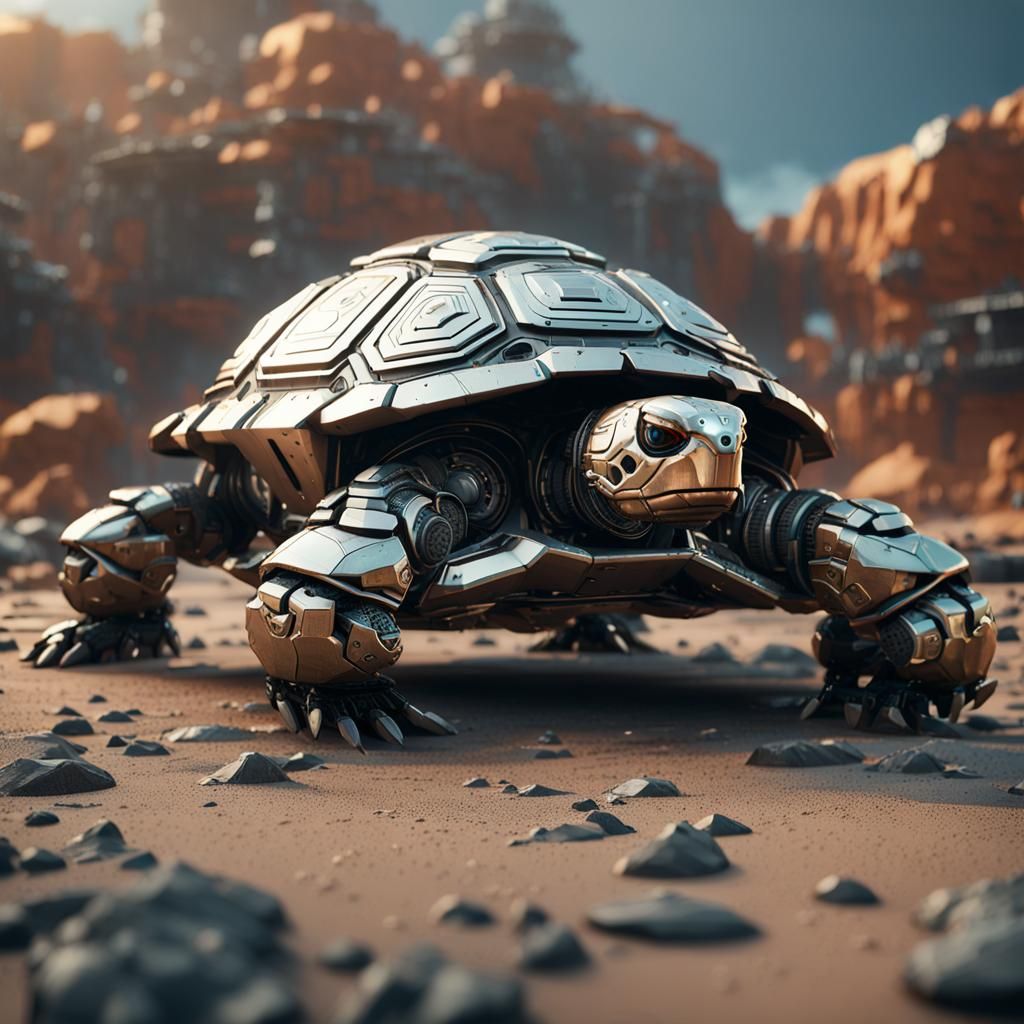 Futuristic Sci-Fi Turtle with Intricate Mech Details