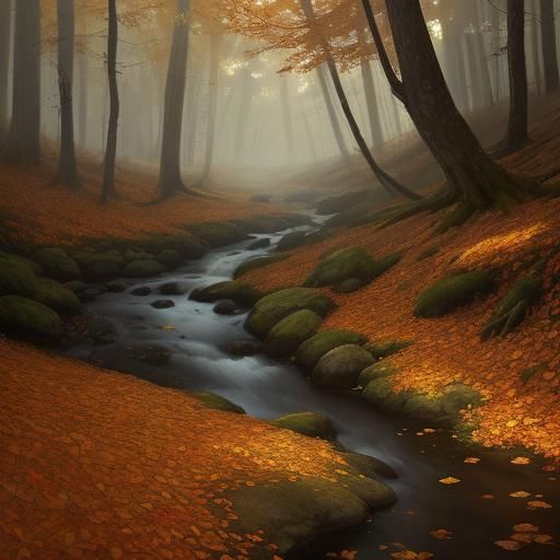 Young Fox Frolicking in Autumnal Forest