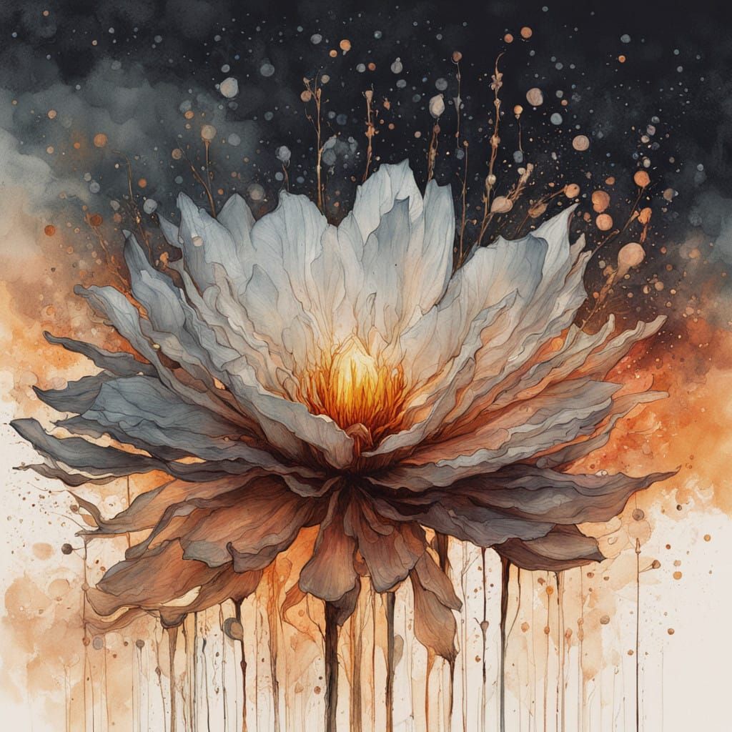 Ethereal Golden Flower in a Magical Atmosphere