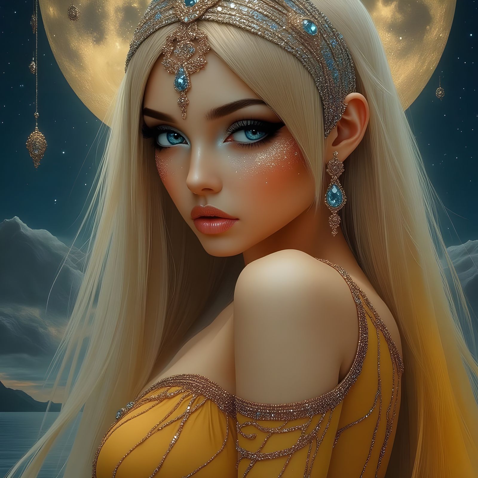 Norse Goddess of Love in Moonlight