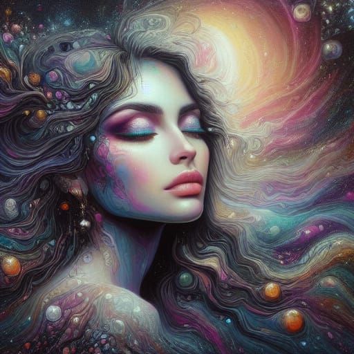 Ethereal Fantasy Lady in Lush Moonlit Forest