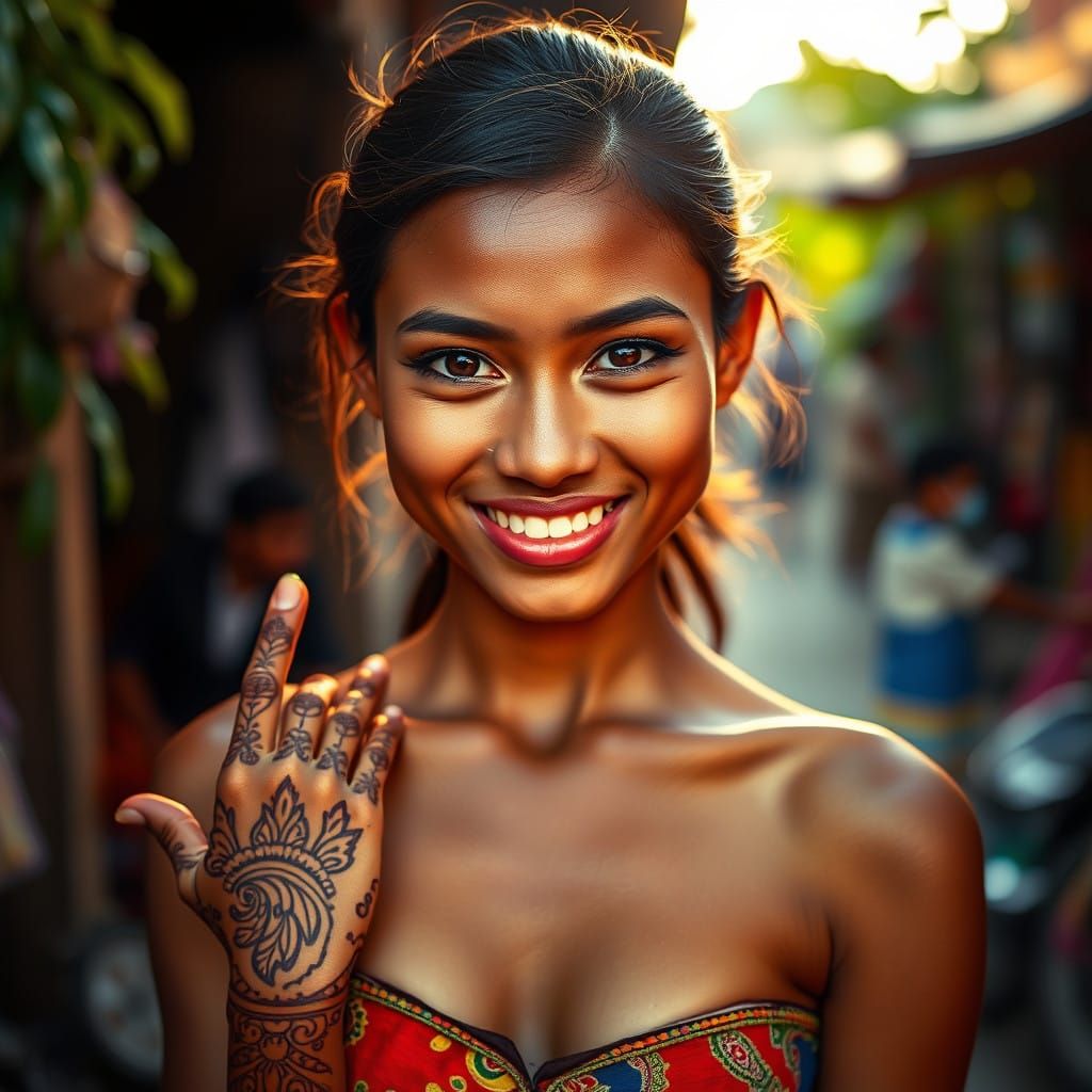 Stunning Young Filipina Woman Smiles Directly