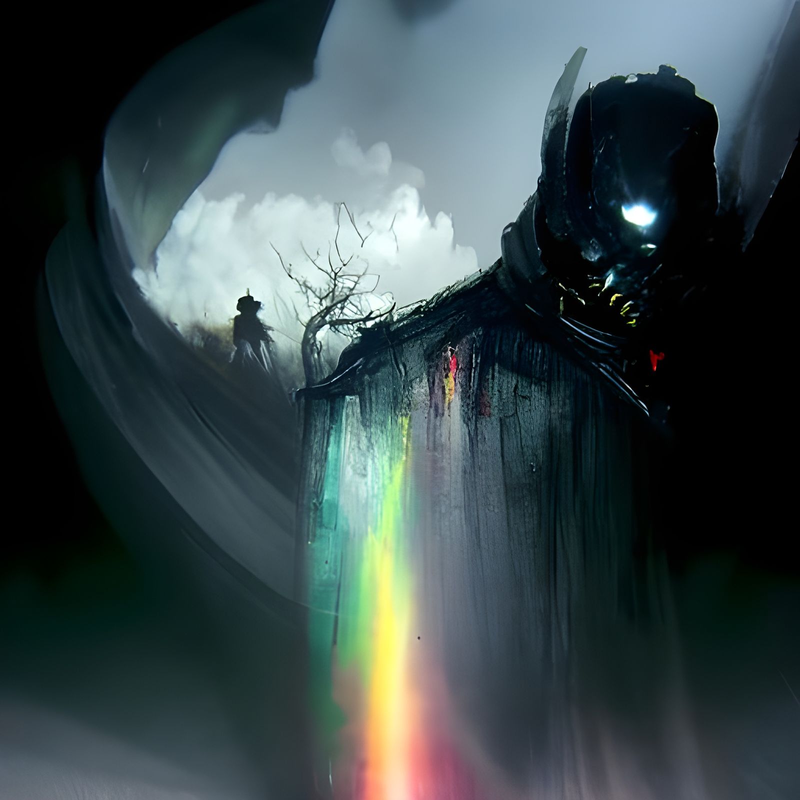 Sinister Rainbow Against Darkness in Fantasy Art