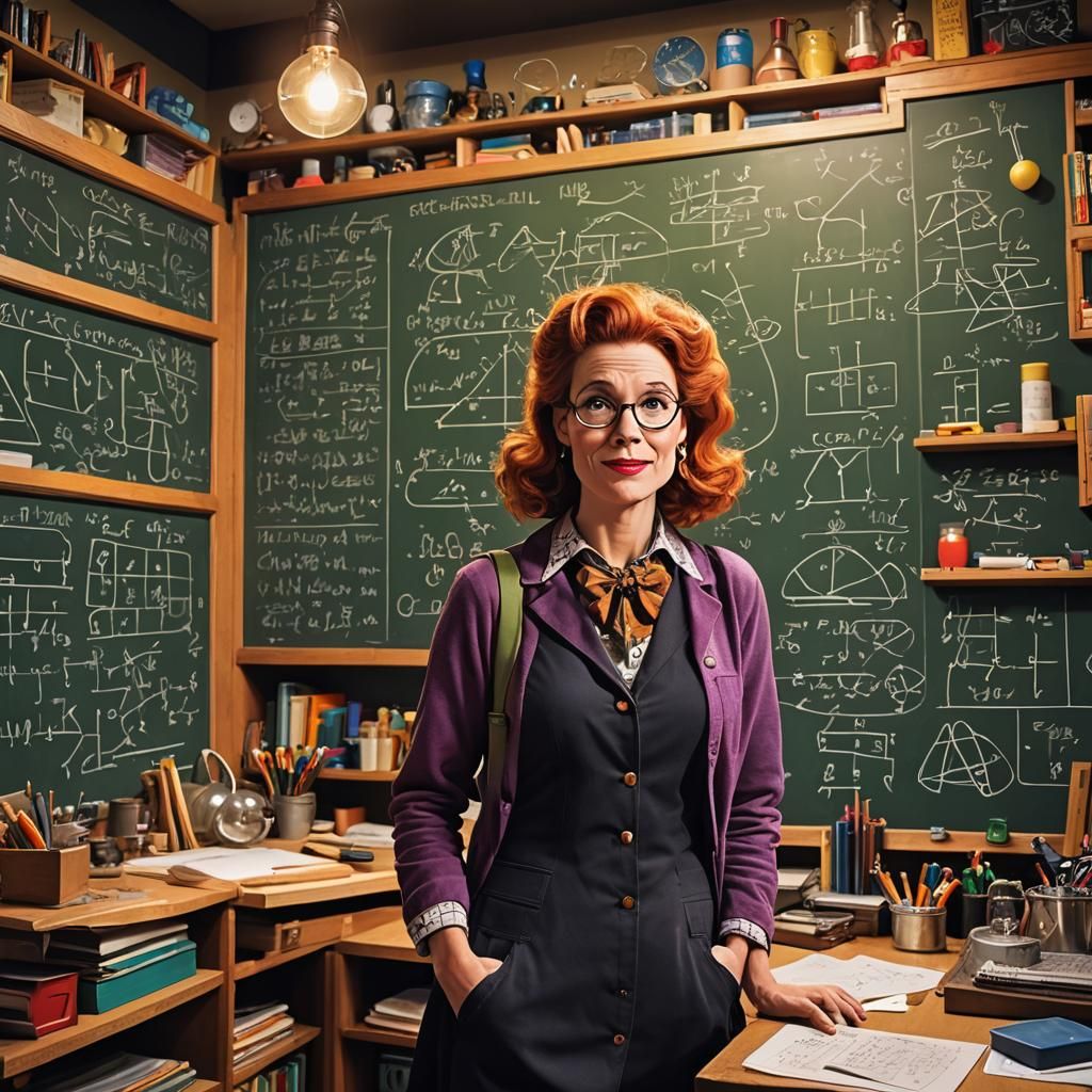 Miss Frizzell's Wacky Classroom in Cartoon Style