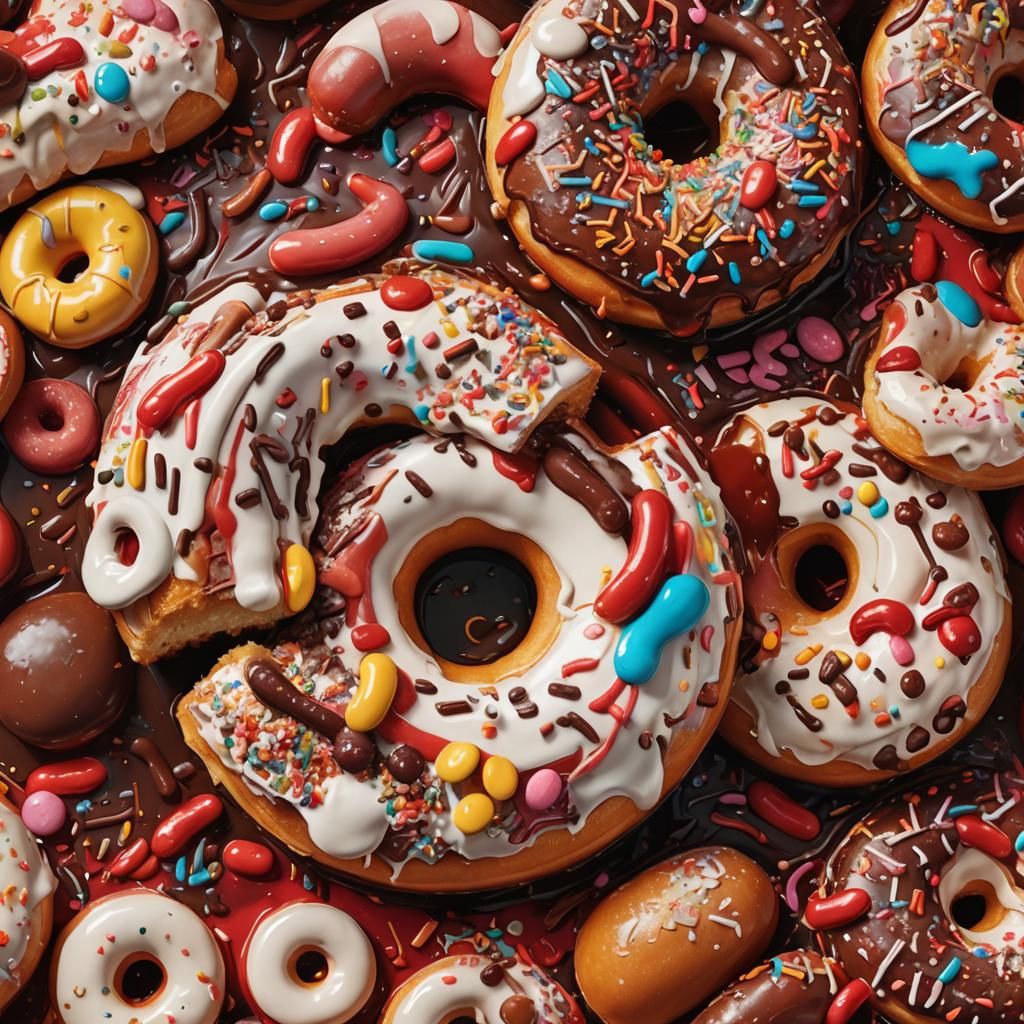 Donut Lid Batter with Sausages, Digital Matte Painting