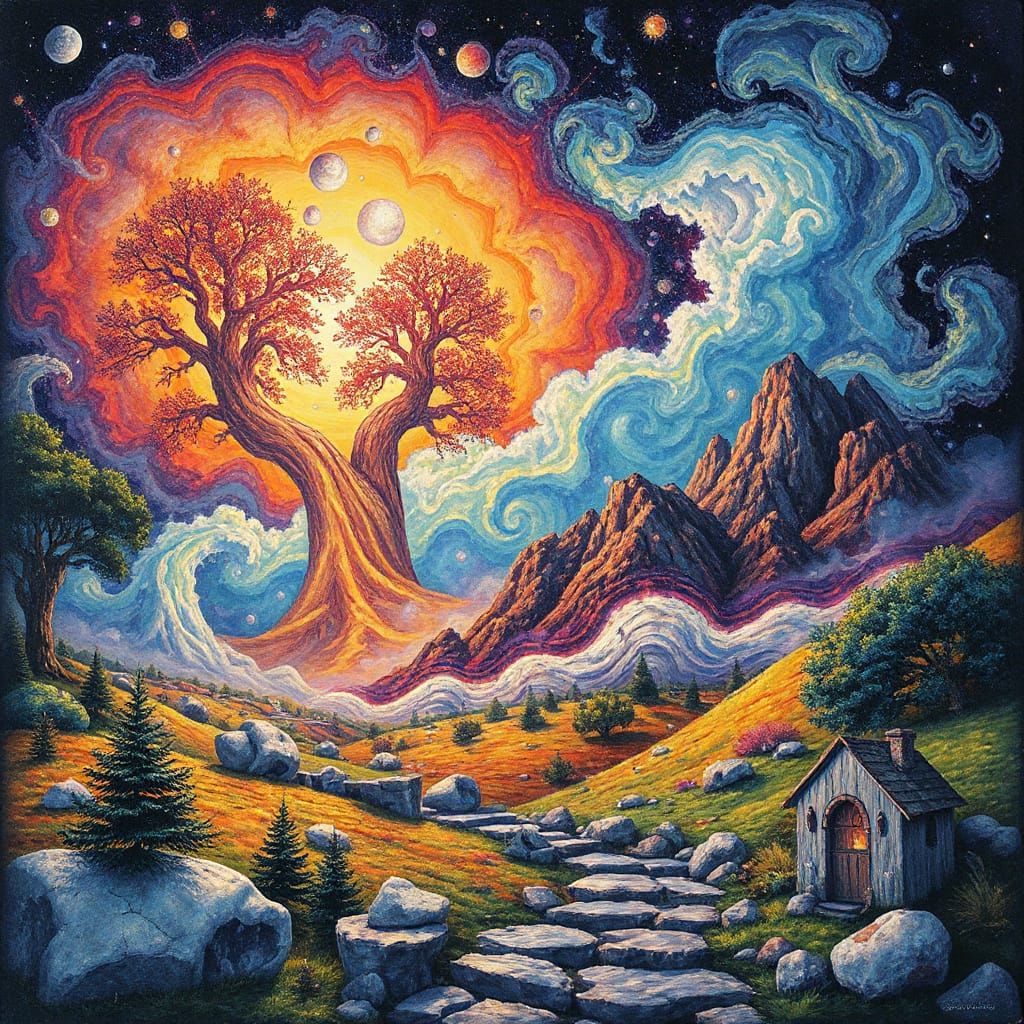 Surreal Narnia Landscape in Hyperdetailed Charcoal