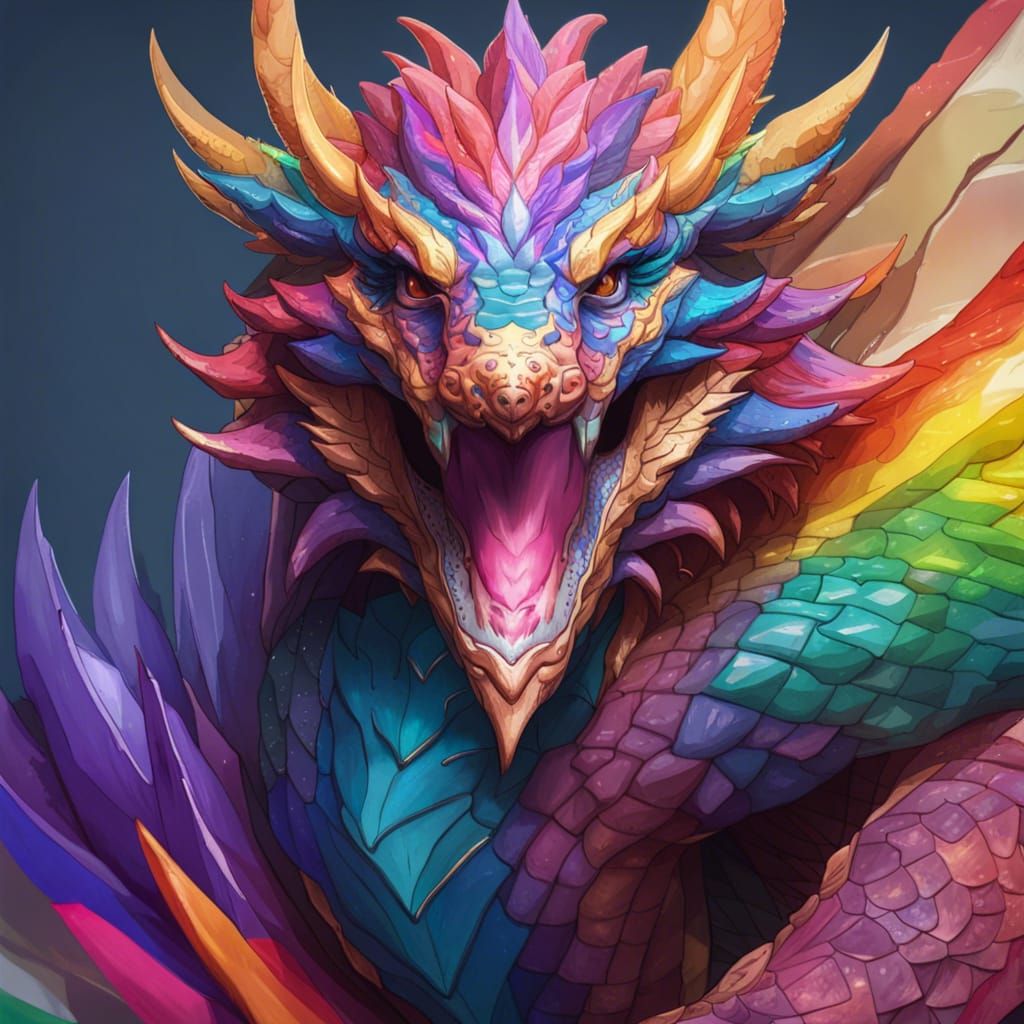 Hyperdetailed Pride Flag Dragon Portrait