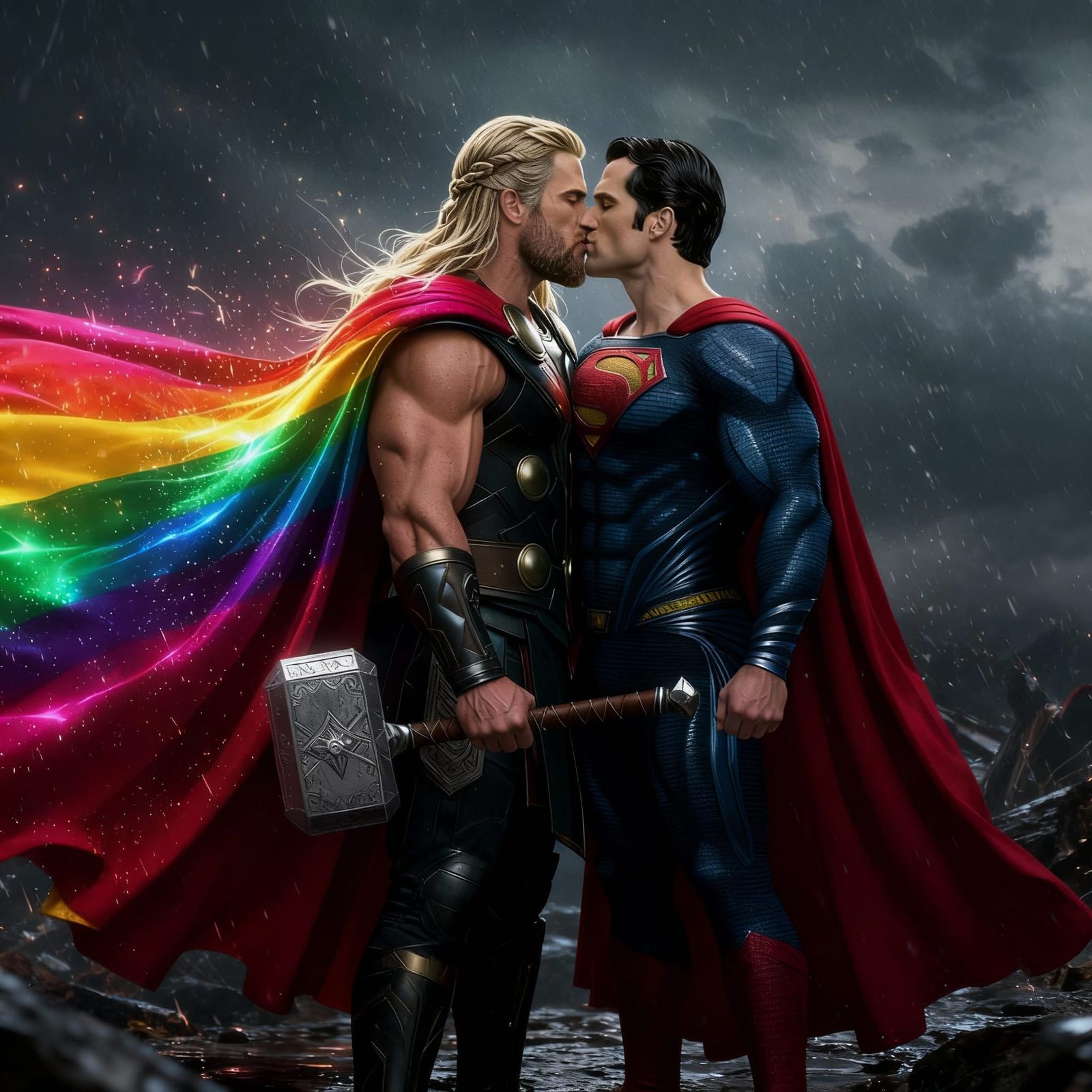 Norse God and Superman Share a Passionate Kiss