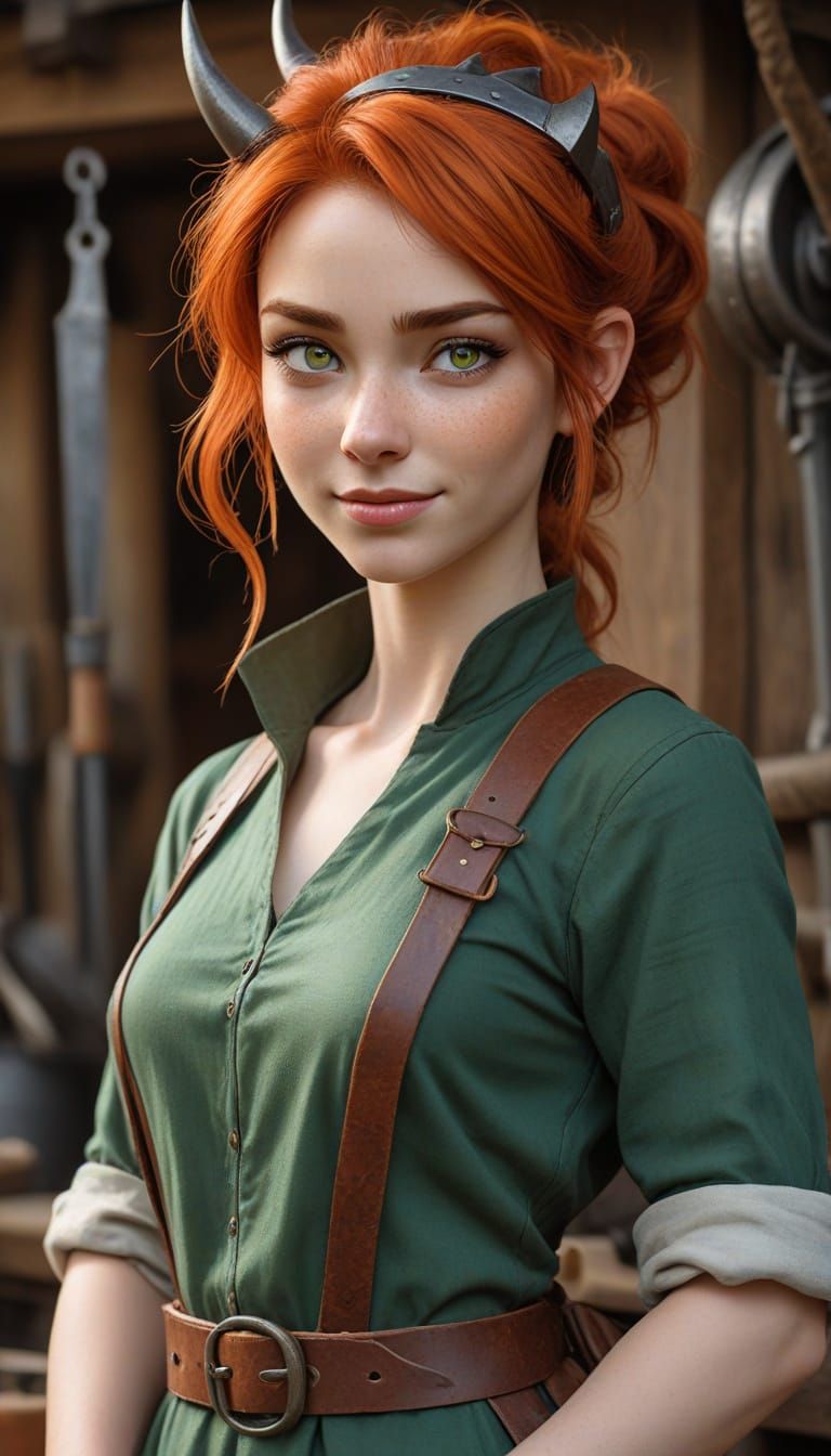 Anthro-Dragon Blacksmith in Fantasy World