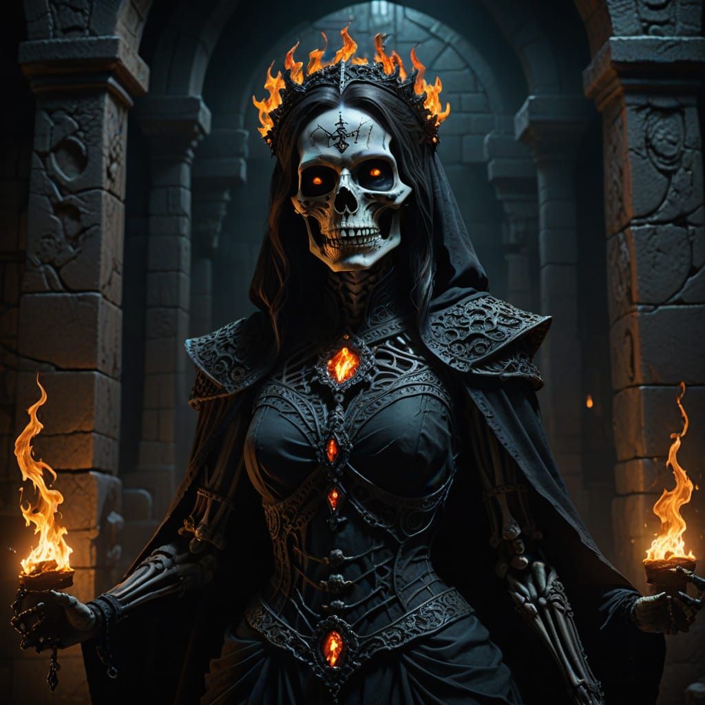 Ethereal Lich Emerges from Darkened Dungeon Halls