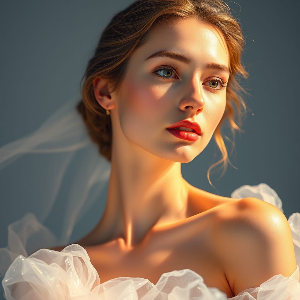 Ethereal Bride in Shimmering White Gown