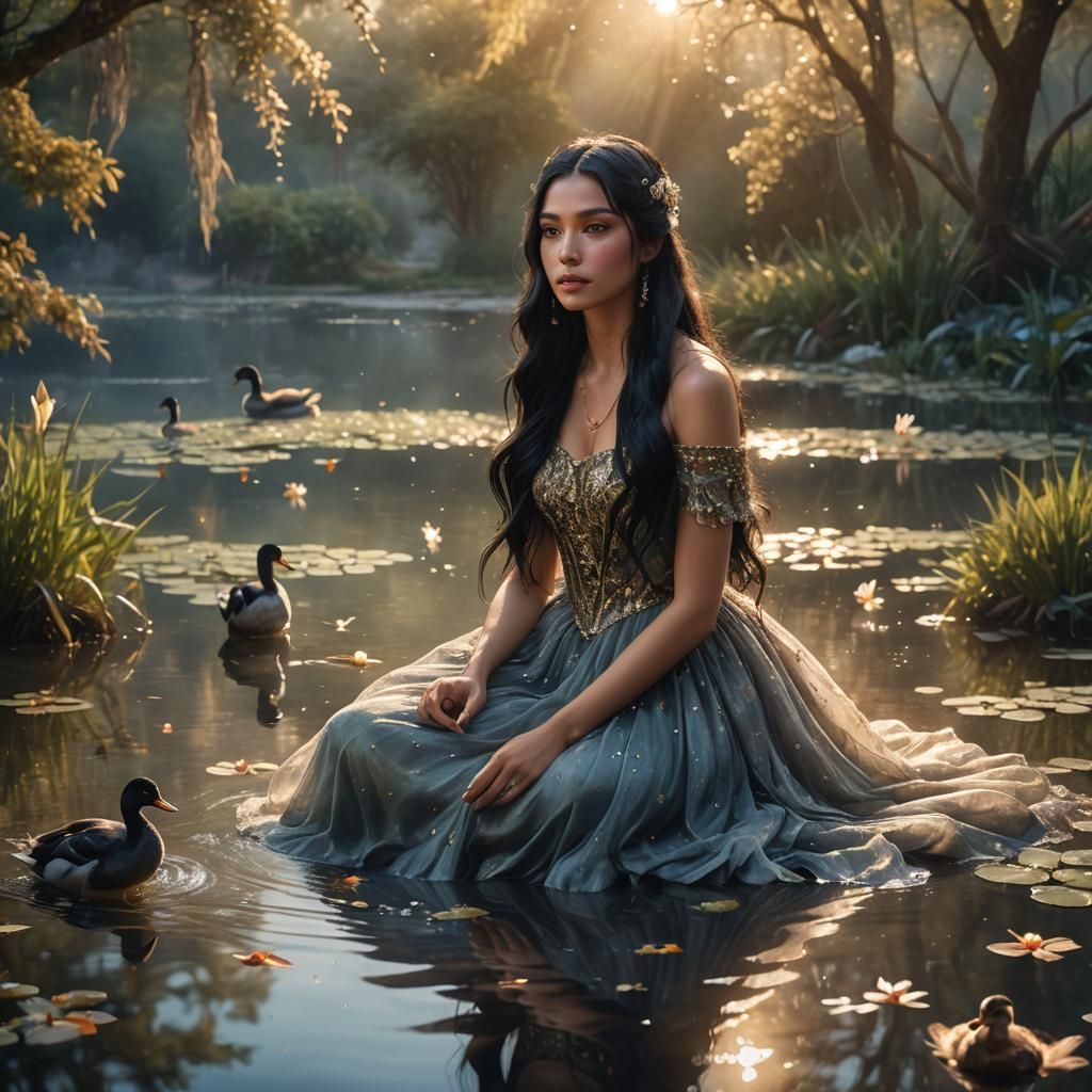 Ethereal Girl Portrait in Art Nouveau Style