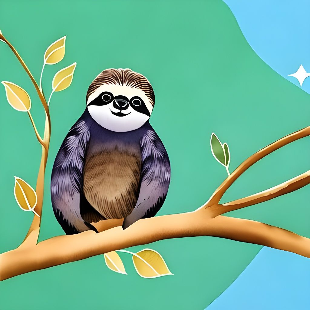 Pastel Watercolor Clipart of a Cute Sloth