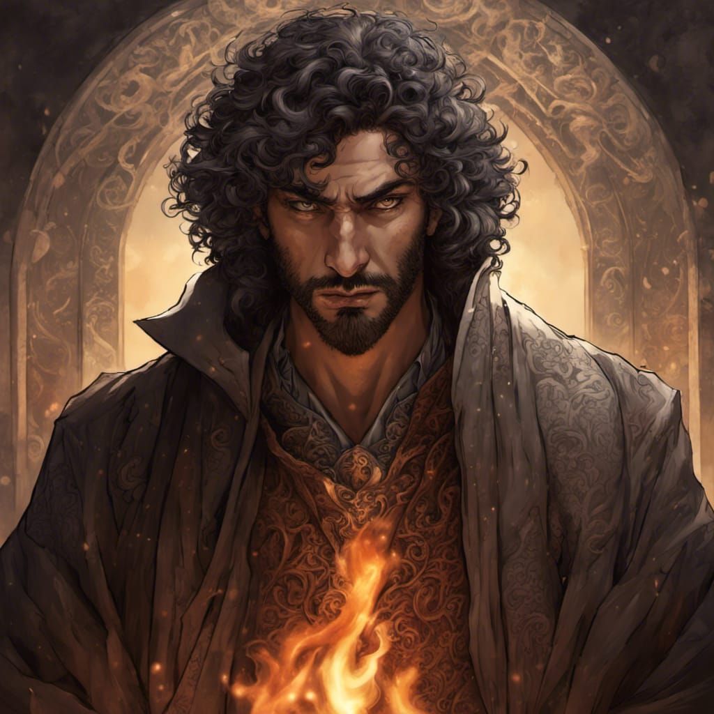 Middle Eastern Mage with Evil Magic, Comic Style