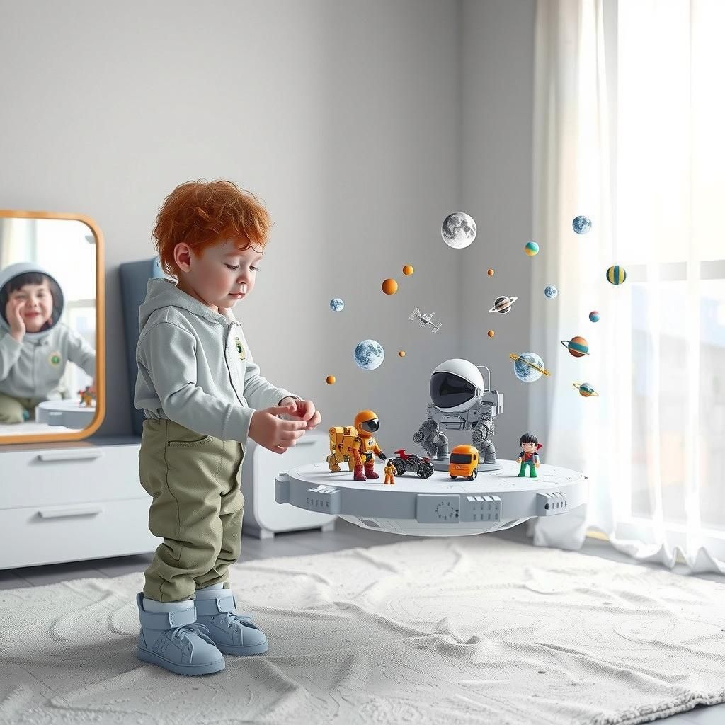Child's Futuristic Moon Base Set in 3D Art