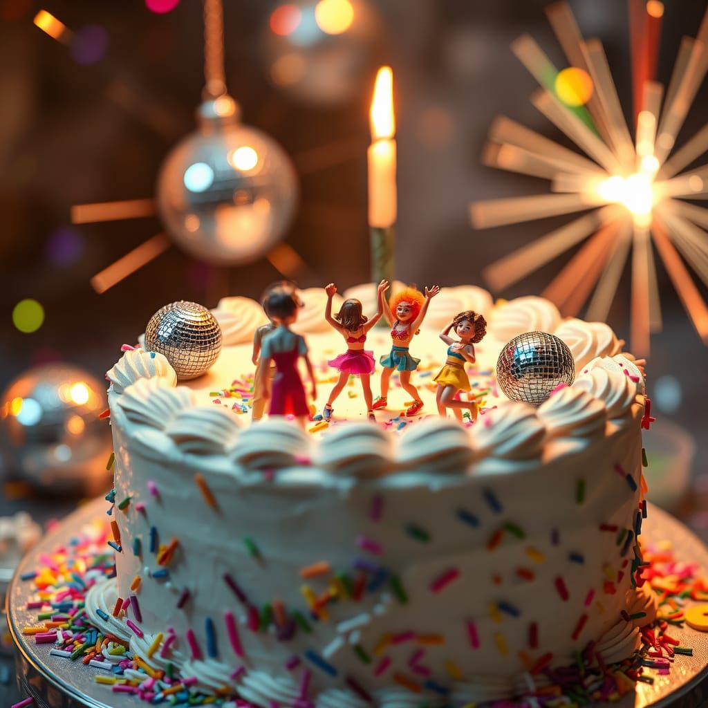 Vibrant Disco Birthday Celebration in Futuristic Whimsy