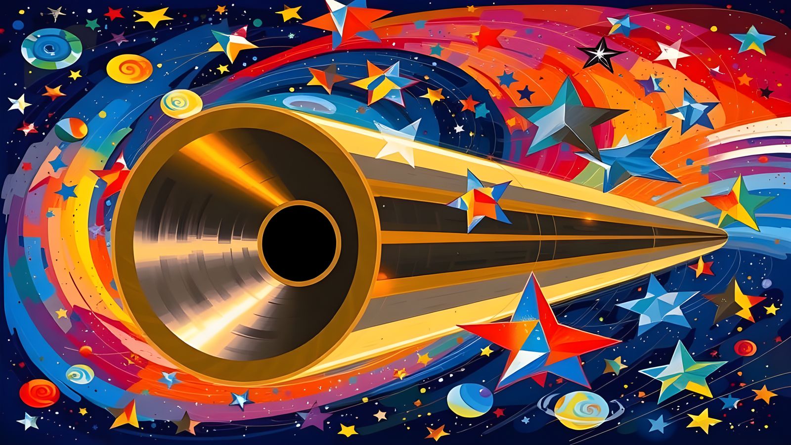 Resplendent Metallic Vortex in Abstract Expressionism Style