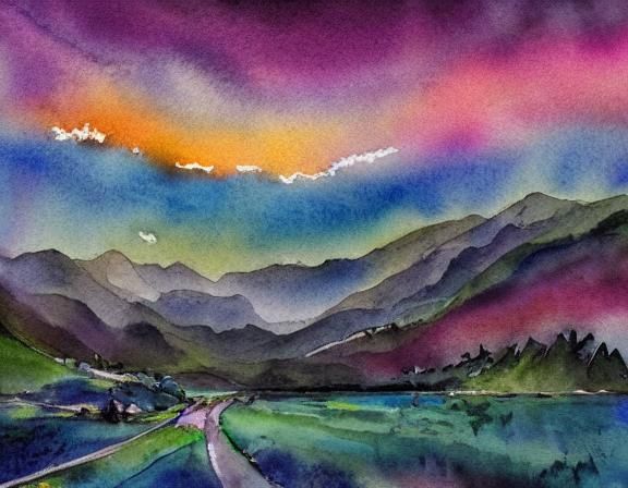 Moody Watercolor Night Sky Painting