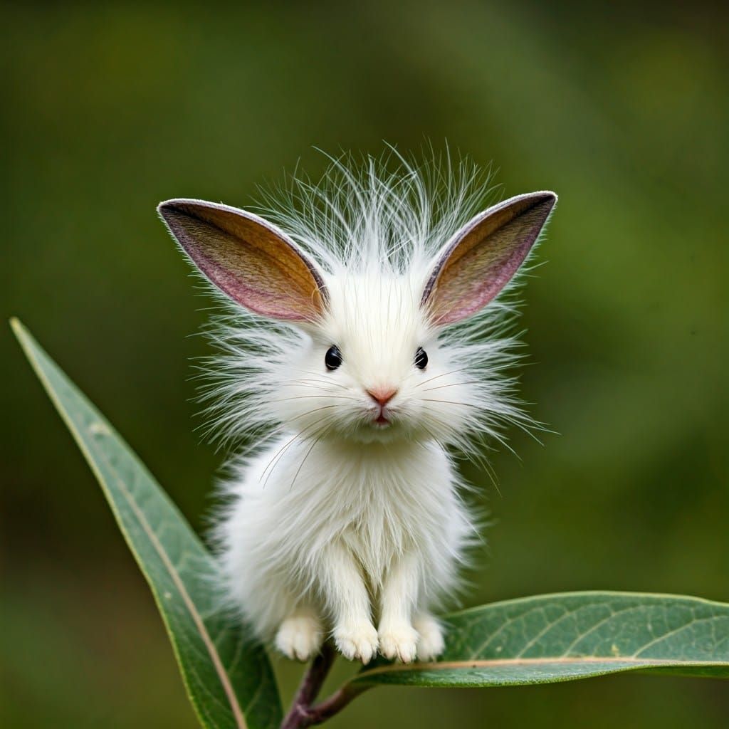 Fluffy Milkweed Bunny with Seed Pod Ears