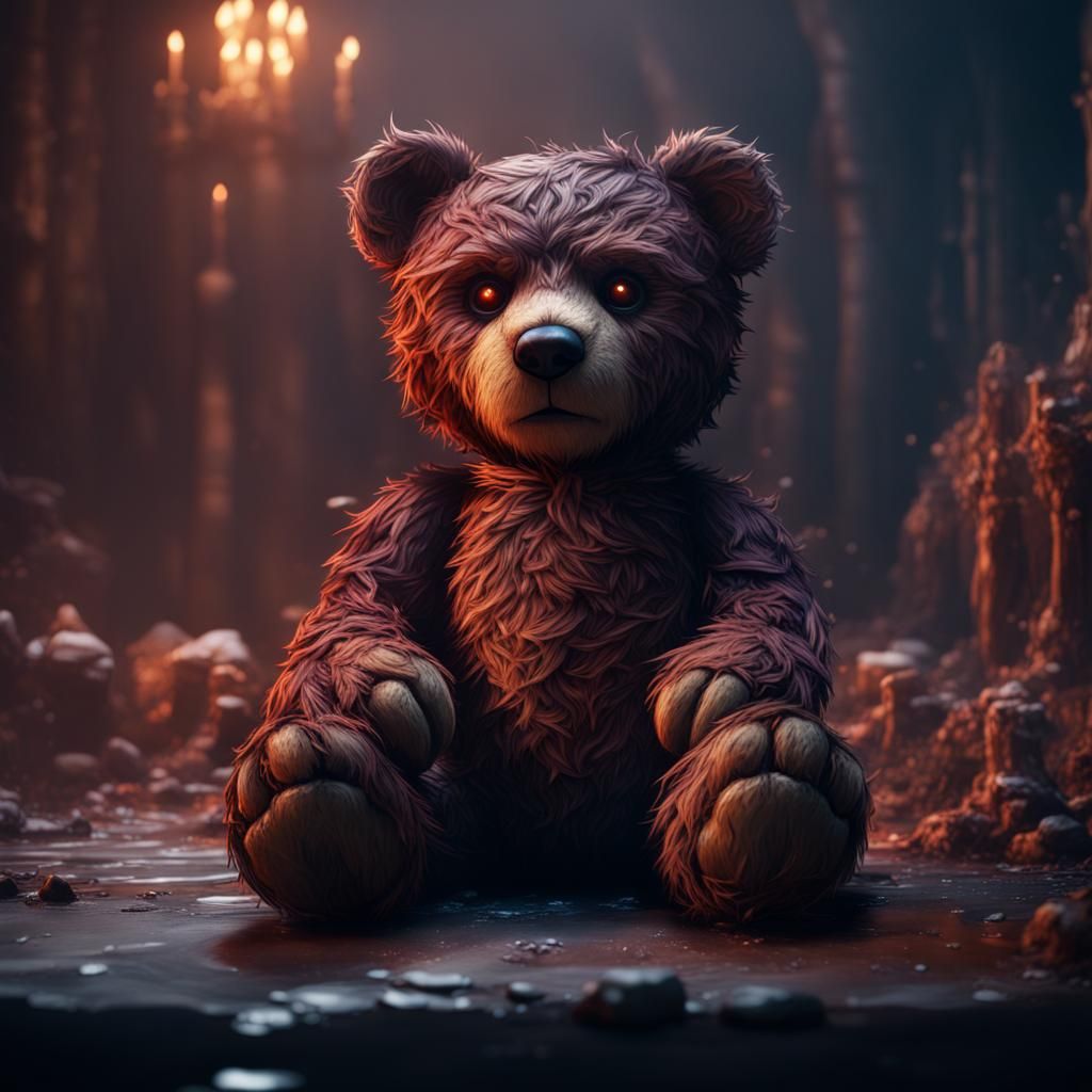 Evil Teddy Bear Concept Art in 8K