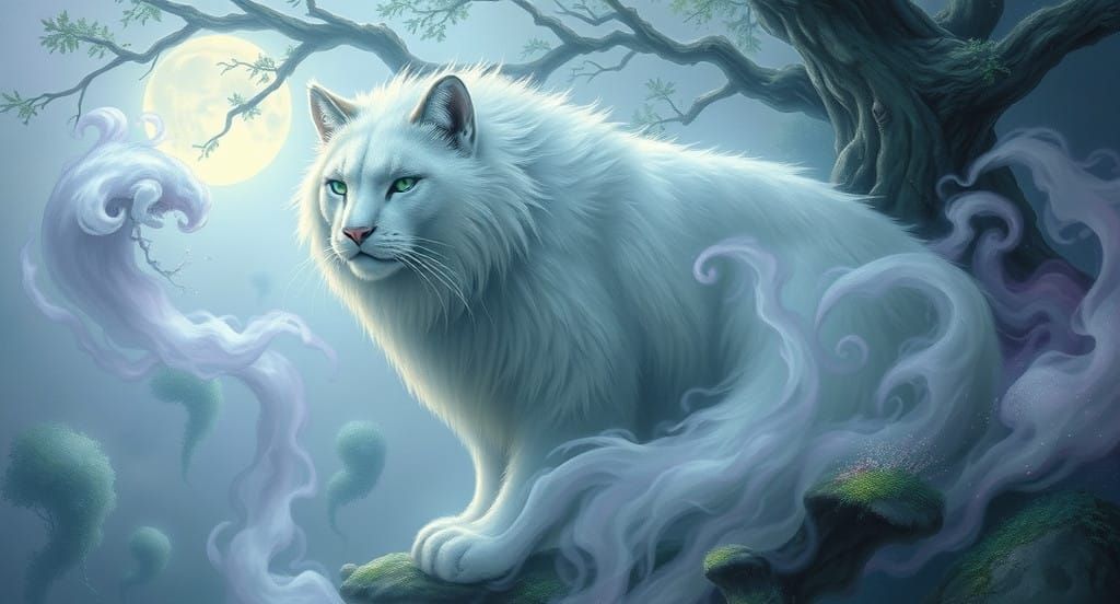 Regal White Snow Cat Amidst Frosty Whispers