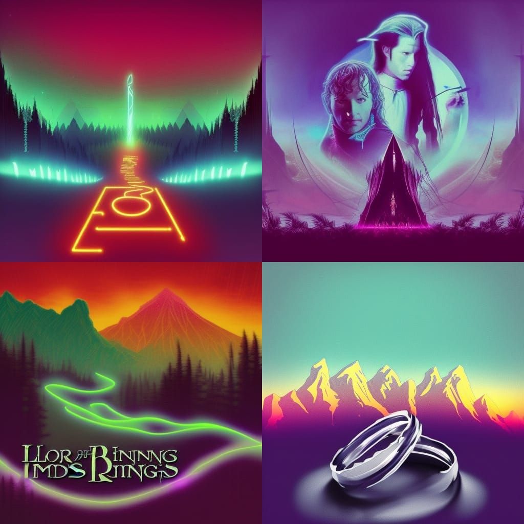 Lord of the Rings in Synthwave Neon Style