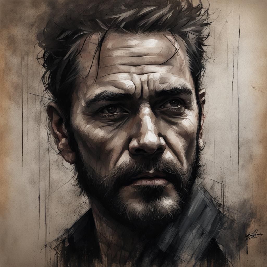 Hyperrealistic Portrait of Bearded Man in HDR Style