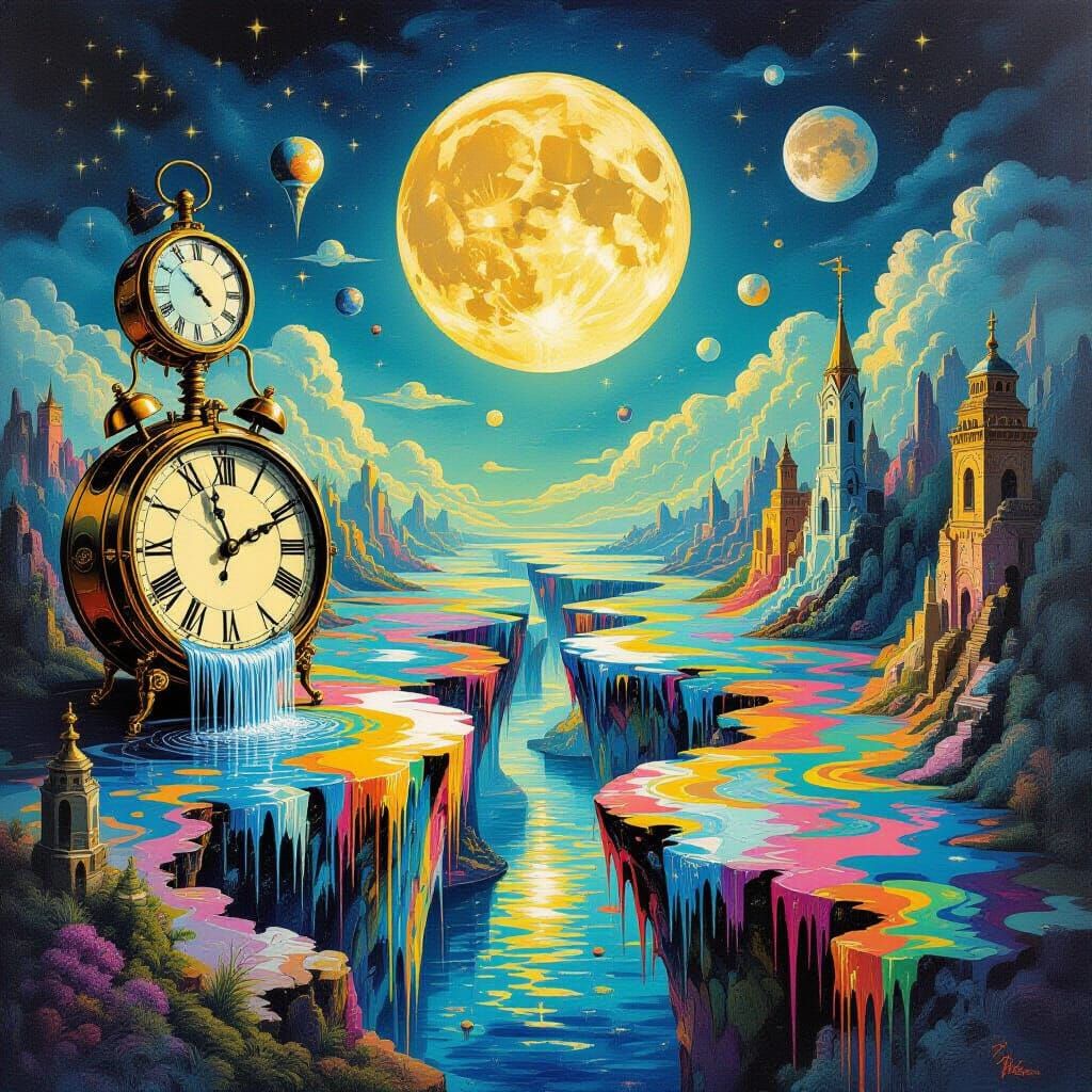 Surreal Dreamscape of Melting Clocks and Floating Islands