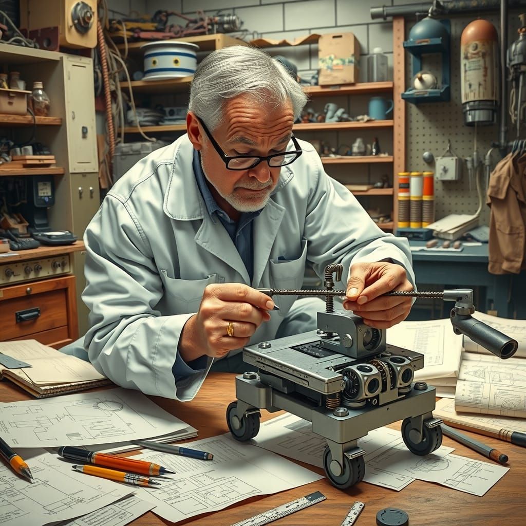 Inventor in Focused Intensity, Crafting Automated Chair in W...