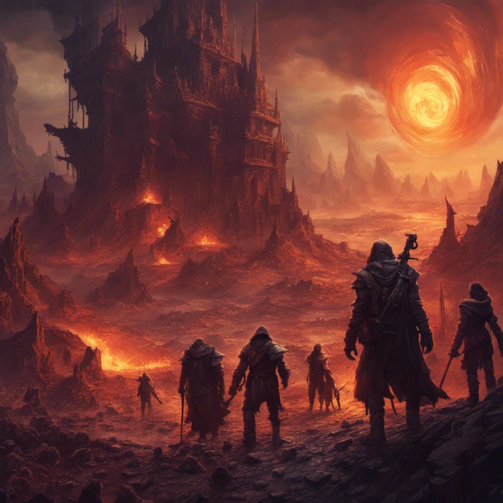 Fantasy Adventurers Explore Hellish Wasteland