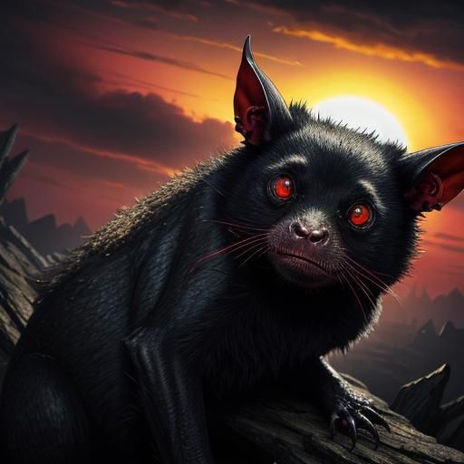 Vampire Bat Sunset: Dramatic Digital Matte Painting