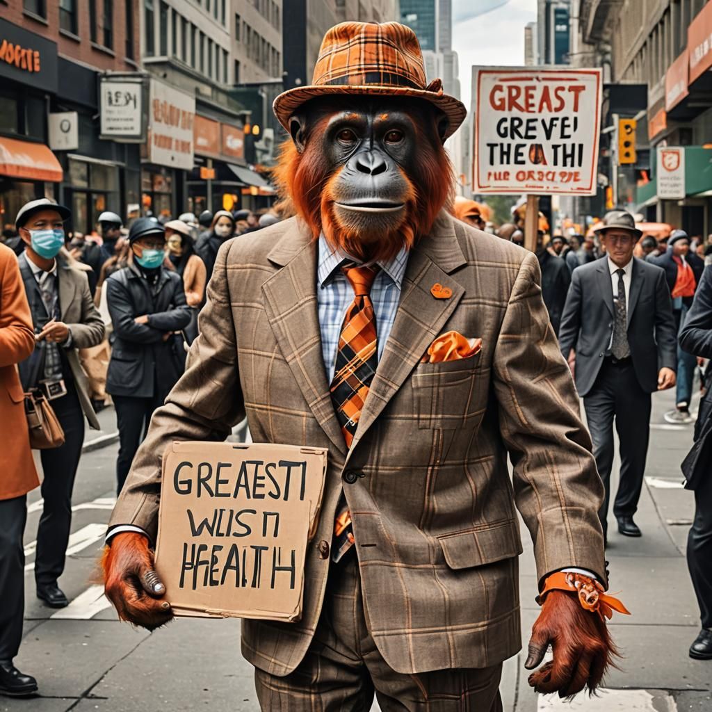 Charismatic Orangutan in Cityscape, Unreal Engine 5 Art