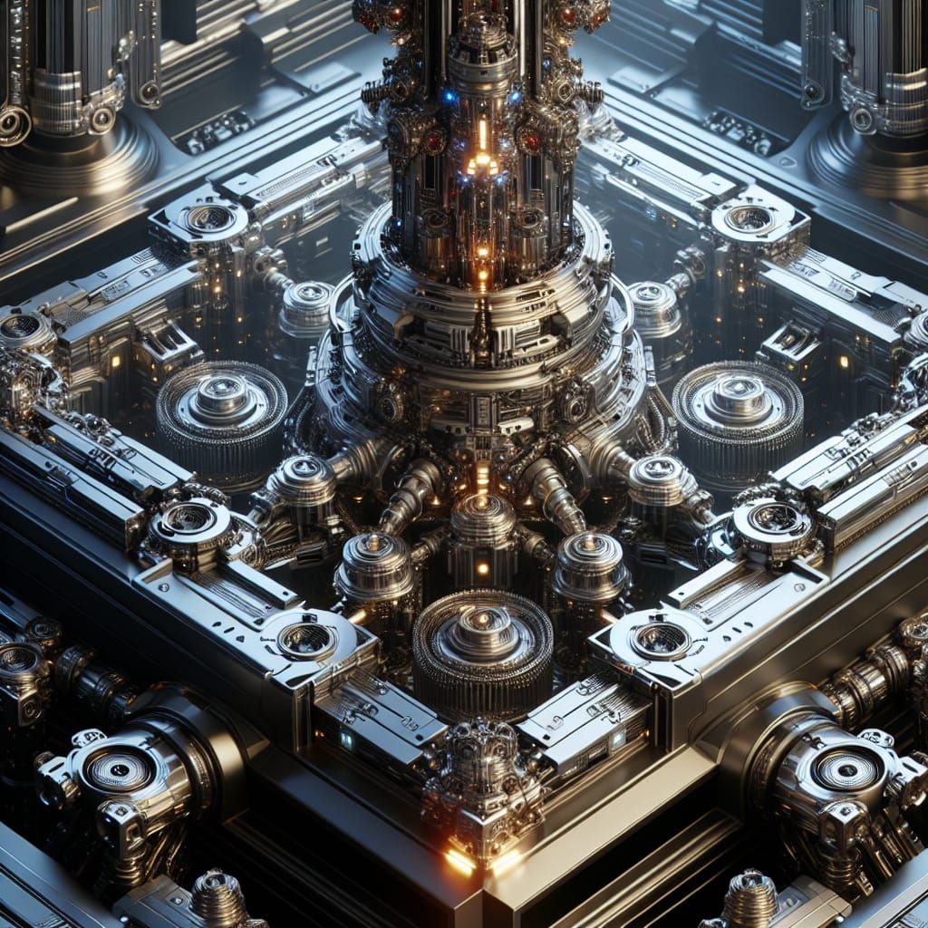 Detailed Sci-Fi Mech Ground View in 8K