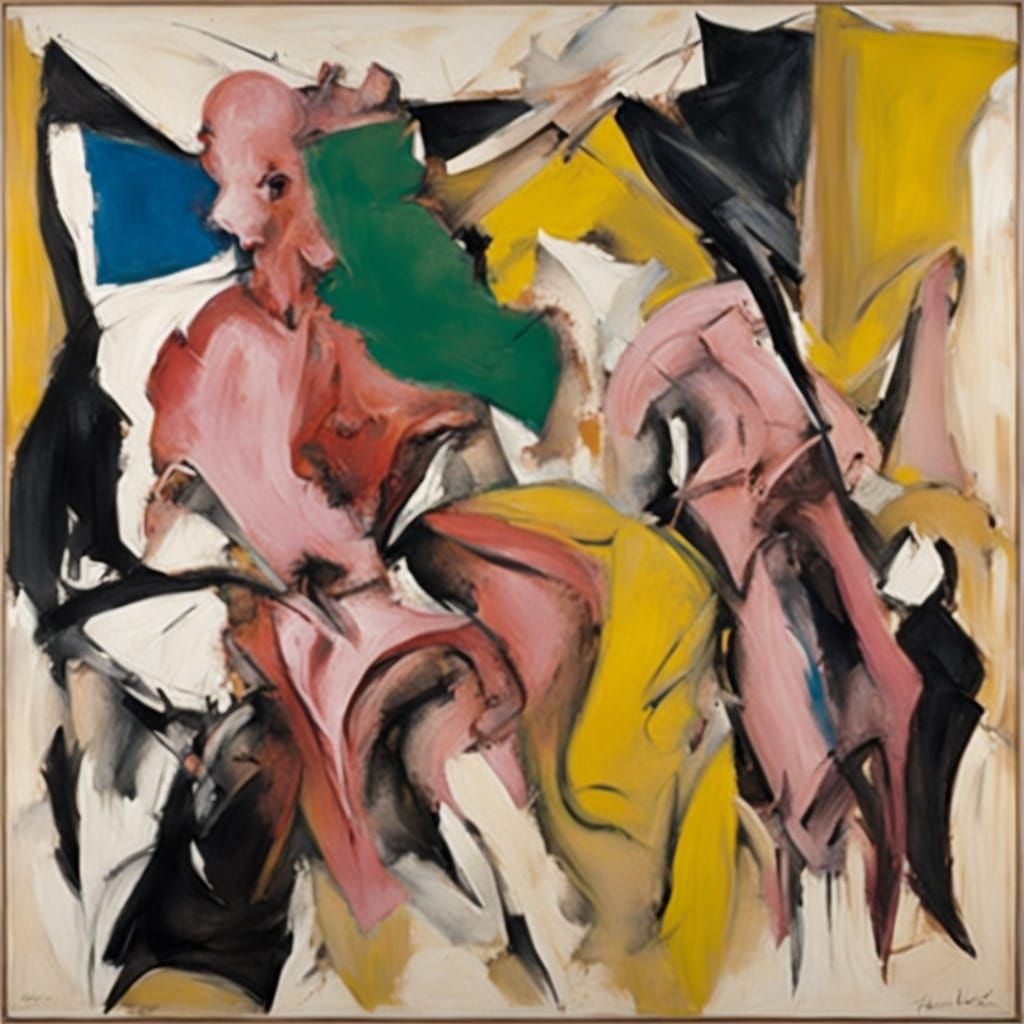 Abstract Painting in Willem de Kooning Style