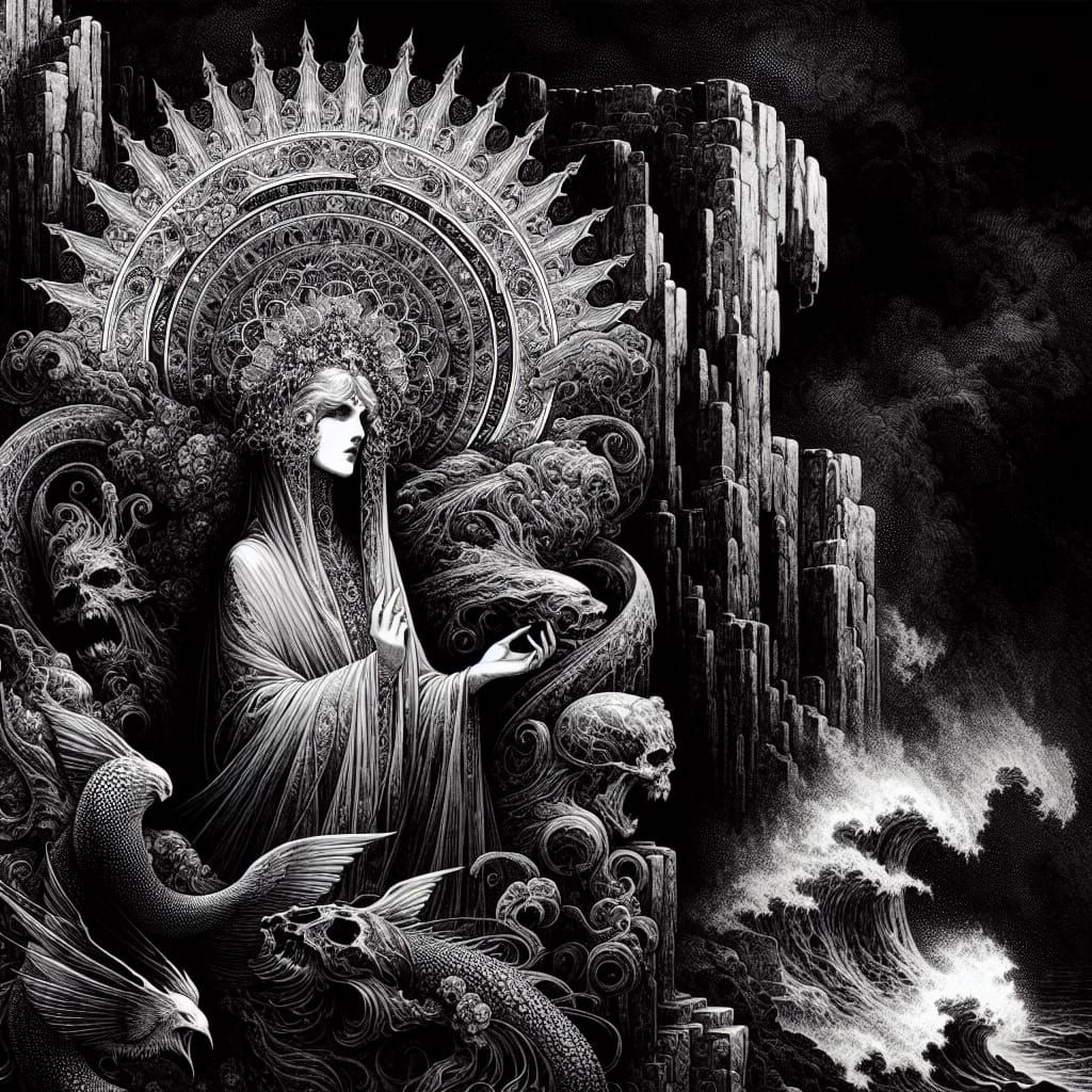 Goddess of Darkness and Wealth in Gothic Style