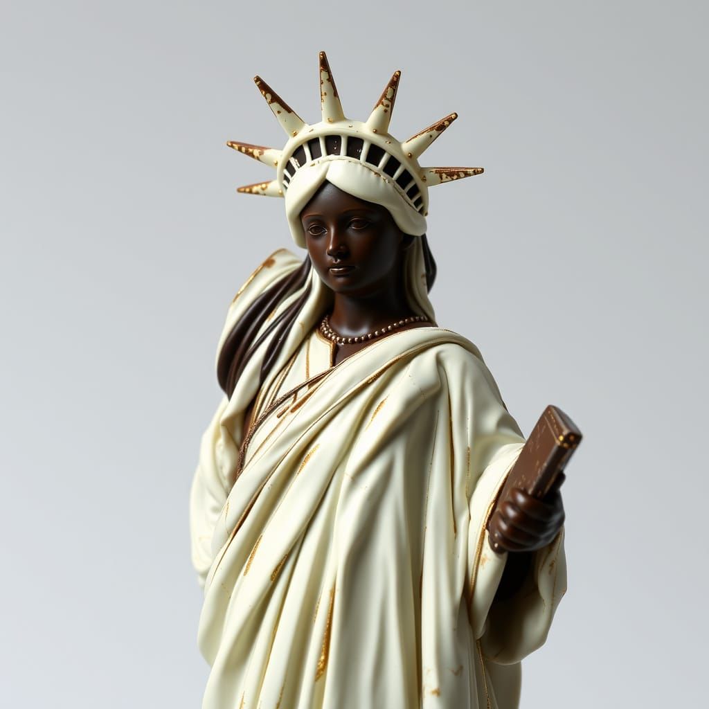Chocolate Statue of Liberty in Kintsugi Style